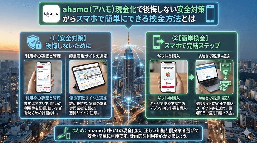 ahamo（アハモ）現金化で後悔しない安全対策からスマホで簡単にできる換金方法とは