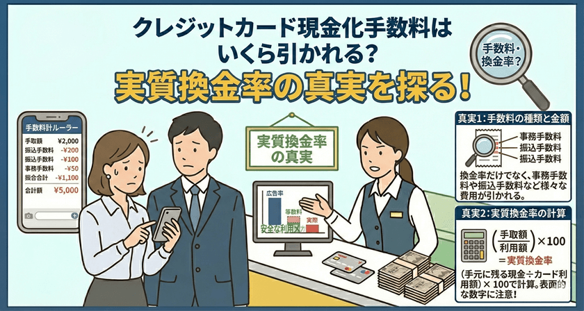 クレジットカード現金化手数料はいくら引かれる？実質換金率の真実を探る！