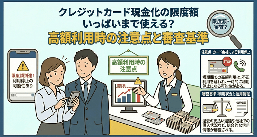 クレジットカード現金化限度額いっぱいまで使える？高額利用時の注意点と審査基準