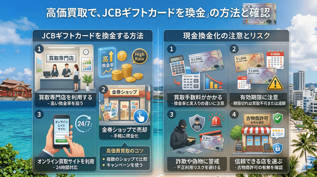 JCBギフトカード現金化で高価買取による現金に換える方法と注意点を確認する