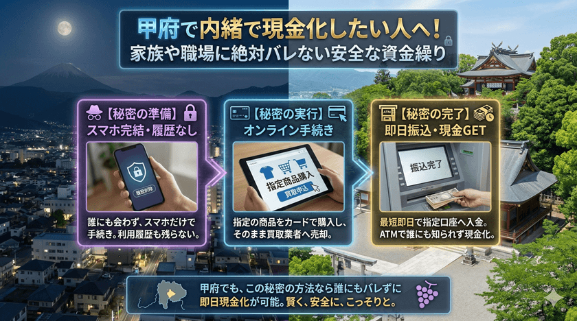 甲府で内緒で現金化したい人へ！家族や職場に絶対バレない安全な資金繰り