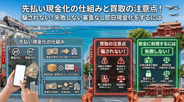 先払い現金化の仕組みと買取の注意点！騙されない！失敗しない審査なし即日現金化をするには