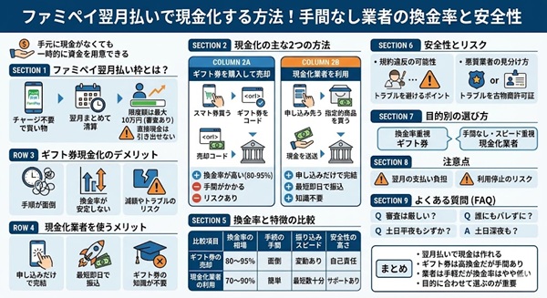 ファミペイ翌月払いで現金化する方法！手間なし業者の換金率と安全性