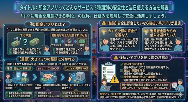 即金アプリってどんなサービス？種類別の安全性と当日使える方法を解説